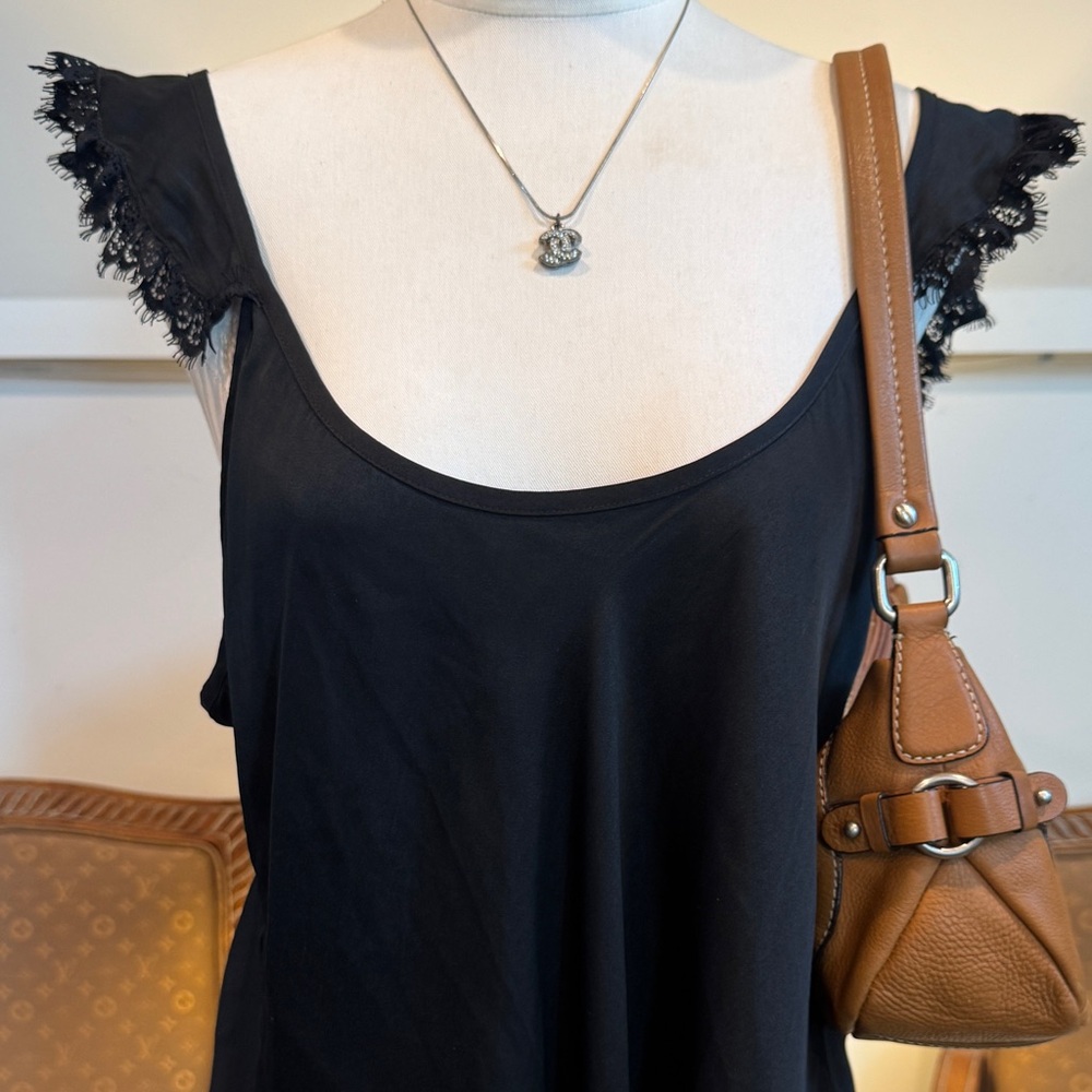 NWOT Free People Black Lace Trimmed Gothic Fairycore Babydoll Top - Picture 2 of 9